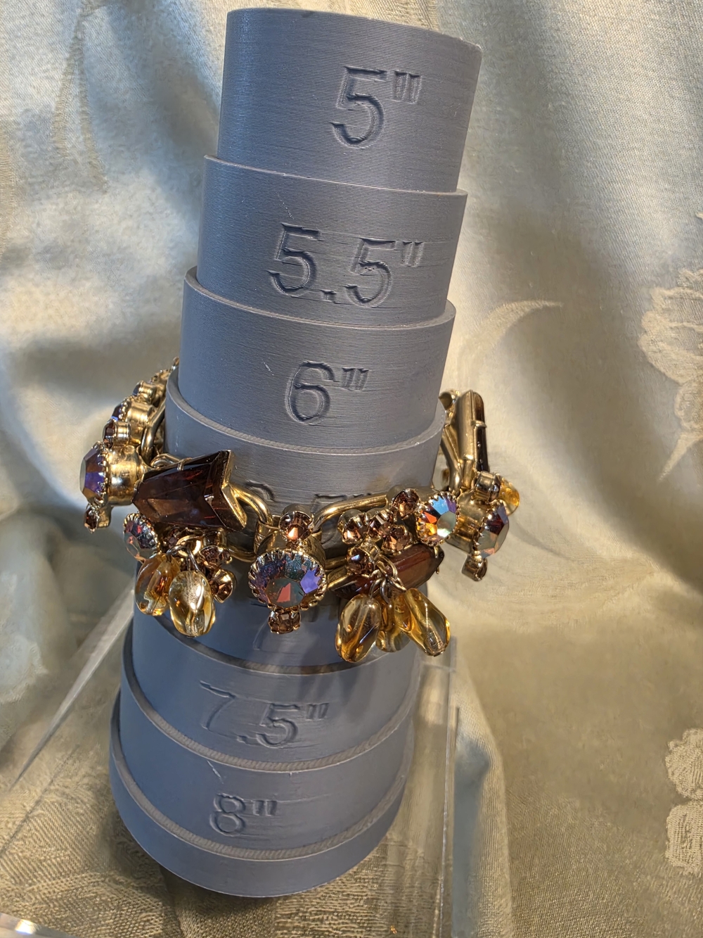 #1265 Vintage Juliana Cha-Cha Dangle Bracelet With Topaz & AB Stones